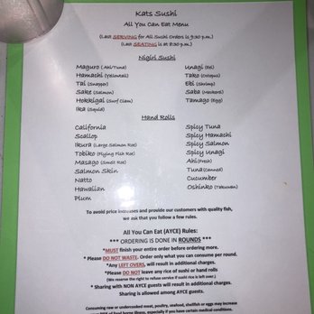 Kats Sushi - Menu - Sushi Bars Near Me - Honolulu, Hawaii