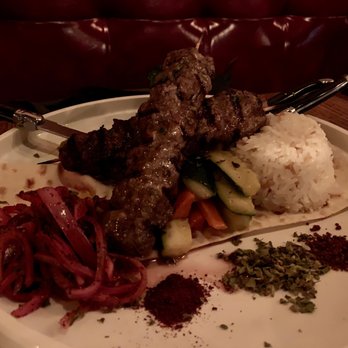 Dunya Bistro - Kofte Kebab - Ground Angus Beef and Lamb, Fresh Herbs, Feta Cheese, Parsley, and Red Onions and served with Rice and Vegetables - Mediterranean Near Me - San Francisco, California Dunya Bistro - Kofte Kebab - Ground Angus Beef and Lamb, Fresh Herbs, Feta Cheese, Parsley, and Red Onions and served with Rice and Vegetables - Mediterranean Near Me - San Francisco, California