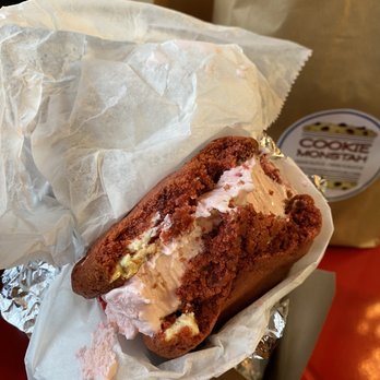 Cookie Monstah - Red velvet w/ strawberry ice cream - Desserts Near Me - Danvers, Massachusetts