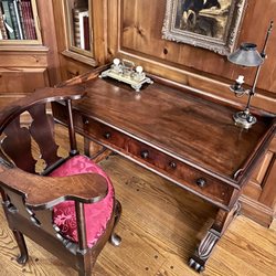 Parkway Central Library - Charles Dickens' desk - he scratched his initials on it