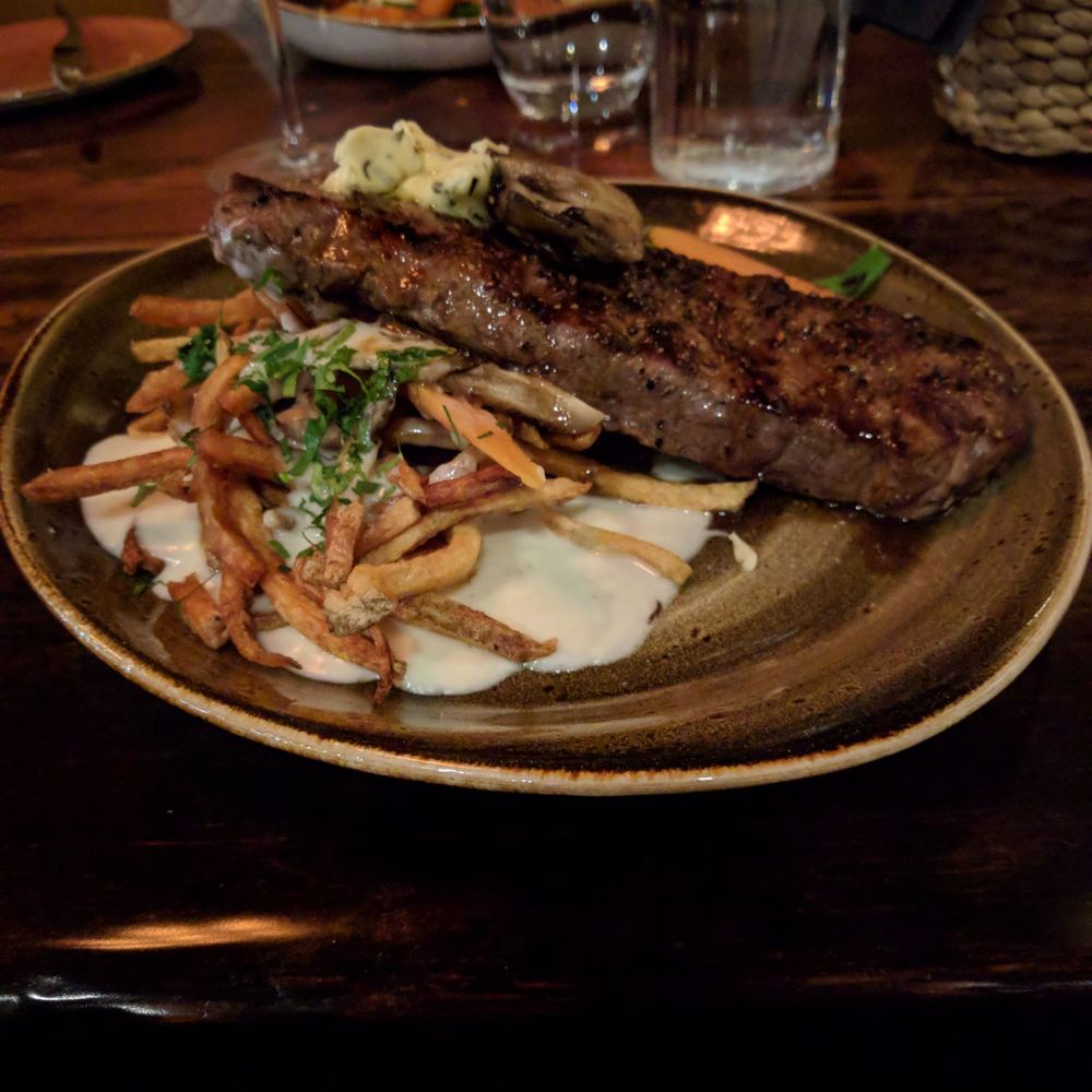 The steak was good but the Korean Cauliflower and Kung Pao Brussels Sprouts we're great! The steak was good but the Korean Cauliflower and Kung Pao Brussels Sprouts we're great!