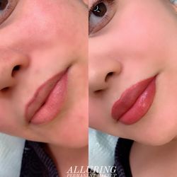 Alluring Permanent Makeup - Before and after lip blush tattoo