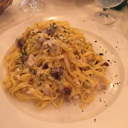 Tagliatelle Alfredo with chicken and mushroom Tagliatelle Alfredo with chicken and mushroom