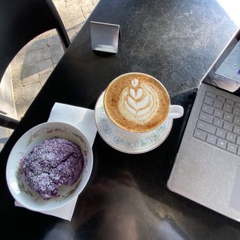 Fiddlehead Fern Café - Horchata latte with Ube cookie - Coffee & Tea Near Me - St Louis, Missouri Fiddlehead Fern Café - Horchata latte with Ube cookie - Coffee & Tea Near Me - St Louis, Missouri