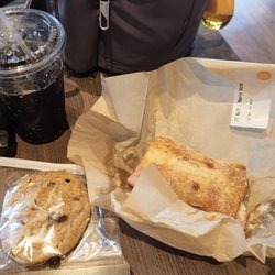 Zoup! Eatery - Half maple bacon ham sandwich, oatmeal cookie, and diet Pepsi