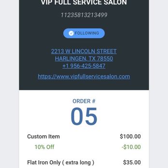 VIP Full Service Salon - Their Facebook says women's haircuts starting at $35. She told me starting at $100. No simple haircut should cost that much. - Hair Salons Near Me - Harlingen, Texas VIP Full Service Salon - Their Facebook says women's haircuts starting at $35. She told me starting at $100. No simple haircut should cost that much. - Hair Salons Near Me - Harlingen, Texas