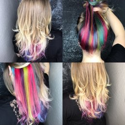 Blonde rainbow with layering Blonde rainbow with layering