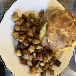Biscuit sandwich with home fries Biscuit sandwich with home fries