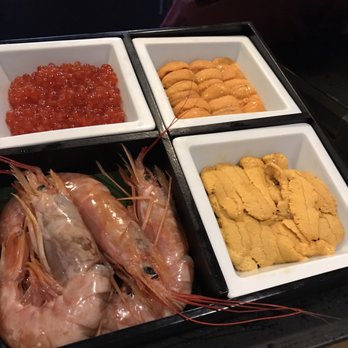 Sushi Taro - Hokkaido and California uni, roe, sweet shrimp - Sushi Bars Near Me - Washington, DC, District of Columbia Sushi Taro - Hokkaido and California uni, roe, sweet shrimp - Sushi Bars Near Me - Washington, DC, District of Columbia