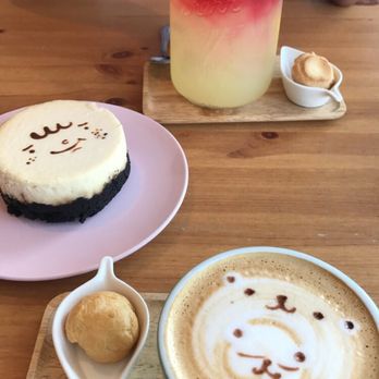 Cafe Maji - cappuccino + cheesecake + lemonade with complimentary cream puffs - Coffee & Tea Near Me - Artesia, California
