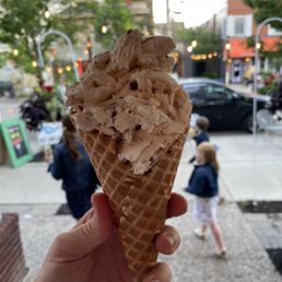 Two scoops in a house made waffle cone Two scoops in a house made waffle cone
