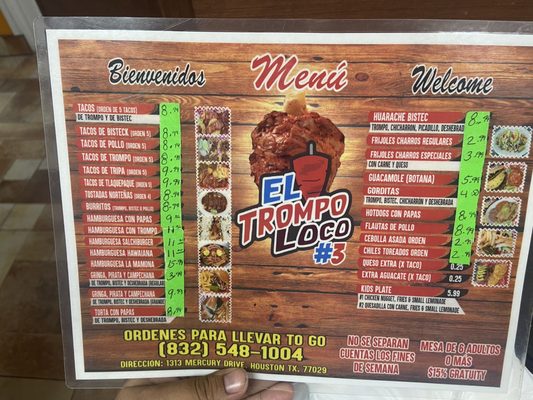 Menu photo 2 El Trompo Loco Jacinto City, TX Menu photo 2 El Trompo Loco Jacinto City, TX