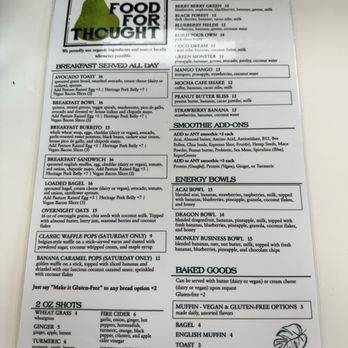 Food For Thought - Menu - Juice Bars & Smoothies Near Me - Marathon, Florida