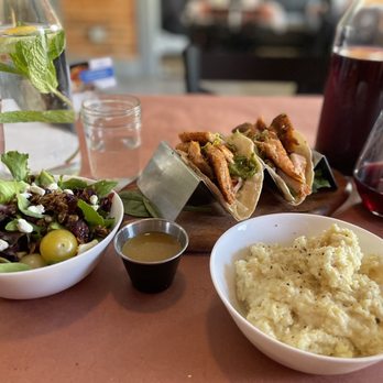 Water for Chocolate - Salmon Belly Tacos, Salad, Parmesan Grits, "Dope Juice" WFC signature red Sangria - Breakfast & Brunch Near Me - Baltimore, Maryland Water for Chocolate - Salmon Belly Tacos, Salad, Parmesan Grits, "Dope Juice" WFC signature red Sangria - Breakfast & Brunch Near Me - Baltimore, Maryland
