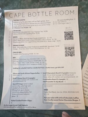 Menu photo 1 Cape Bottle Room San Antonio, TX Menu photo 1 Cape Bottle Room San Antonio, TX