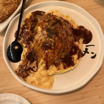 Kyuramen - Omelette with Tonkatus over fried rice. - Ramen Near Me - Naperville, Illinois Kyuramen - Omelette with Tonkatus over fried rice. - Ramen Near Me - Naperville, Illinois