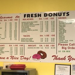 Fresh Donuts - Menu as of April 2021