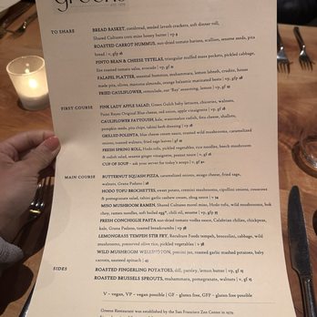 Greens Restaurant - Menu - Vegetarian Near Me - San Francisco, California