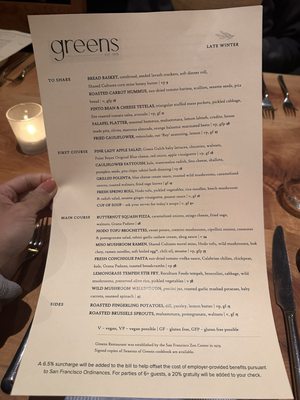 Menu photo 2 Greens Restaurant San Francisco, CA
