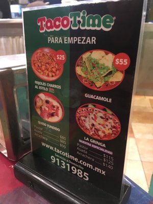 Menu photo 2 Taco Time Mazatlán, SIN Menu photo 2 Taco Time Mazatlán, SIN