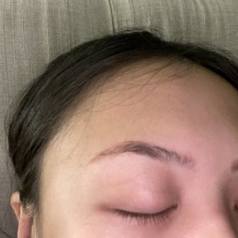 Inked Studio - Before: old microbladed eyebrows from another artist with redness and no shape nor definition - Permanent Makeup Near Me - Temple City , California