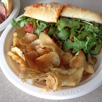 Terrace Café - Meatball sandwich with arugula and a side of chips. - Cafeteria Near Me - Chapel Hill, North Carolina Terrace Café - Meatball sandwich with arugula and a side of chips. - Cafeteria Near Me - Chapel Hill, North Carolina