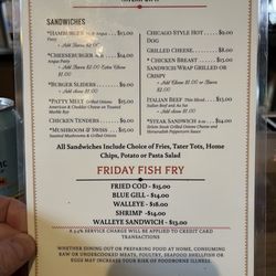 Tavern on H - Menu - Sandwiches & Friday Fish Fry