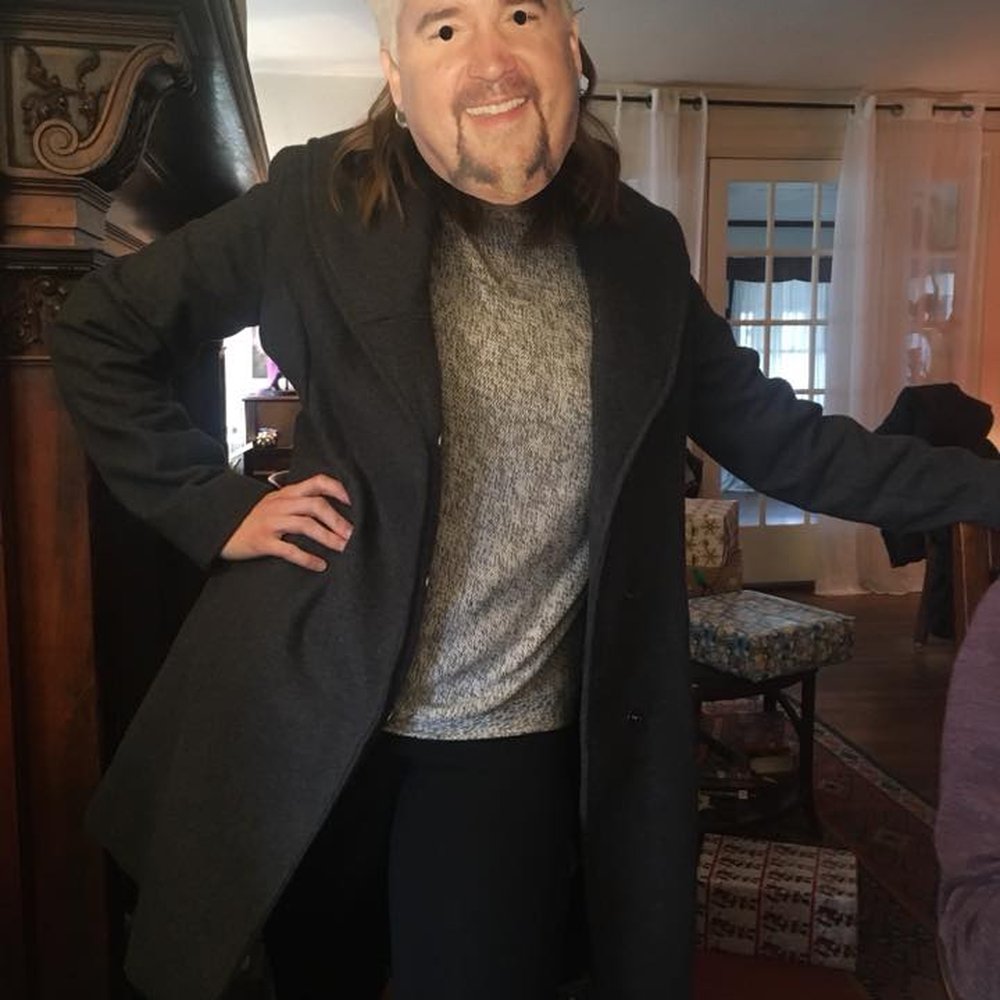 Guy Fieri's Flavortown Kitchen - This is her with her favorite Guy mask on. You can't tell, but she's crying underneath about the food. - Food Delivery Services Near Me