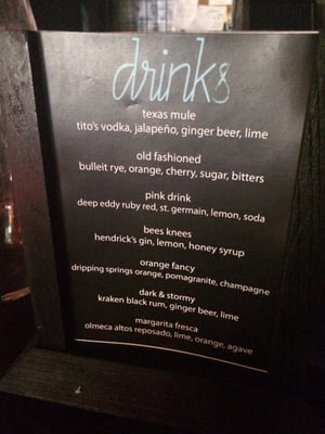 Menu photo 5 Drinks Lounge & Records Austin, TX