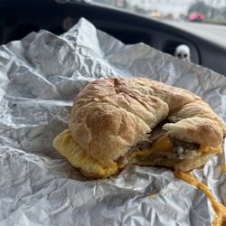 The Rock Cafe - Egg, sausage, cheese croissant