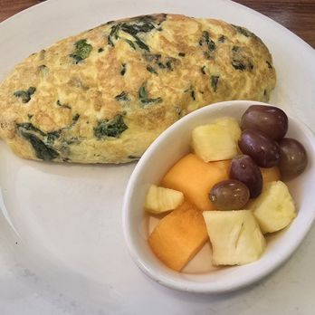Brunch Cafe-McHenry - Spinach and Swiss cheese omelet and fruit. - Breakfast & Brunch Near Me - McHenry, Illinois