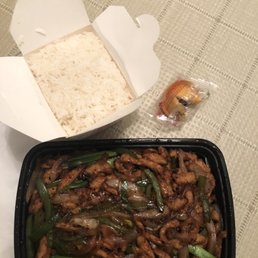 Mongolian Chicken, rice & fortune cookie Mongolian Chicken, rice & fortune cookie