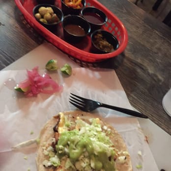 BOCA by Chef Maria Mazon - Octopus taco with many of the salsas (mozzarella and basil, raspberry chipotle, peppers etc) - Mexican Near Me - Tucson, Arizona