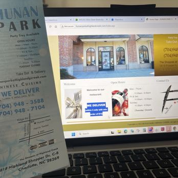 Hunan Park - Restaurant site and menu that says delivery within 5 miles - Chinese Near Me - Charlotte, North Carolina