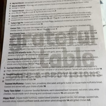 Grateful Table - The entire menu. - Bakeries Near Me - Canton, North Carolina
