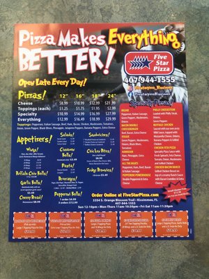 Menu photo 1 Five Star Pizza Kissimmee, FL