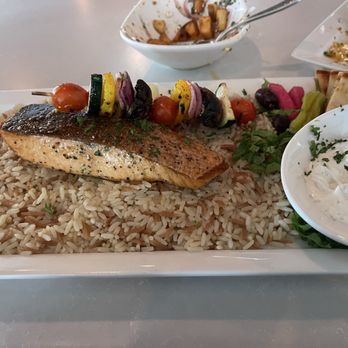 Greek Bistro - Salmon good but too much rice - Greek Near Me - Glendale, California