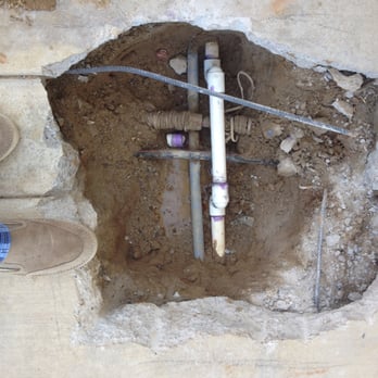 Camarillo Plumbing - Sloppiness: 1) Repair should have been put under the cable lines like original, NOT over. 2) They left trash in the hole. - Plumbing Near Me - Camarillo, California