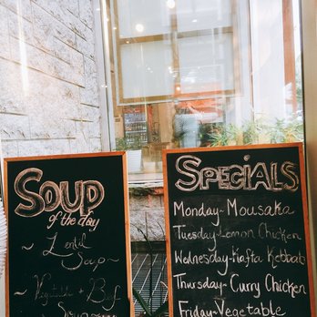 Green Leaf Salad Bar - menus on blackboard - Mediterranean Near Me - Vancouver, British Columbia