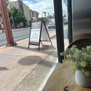 JL Patisserie Phoenix - One almond croissant sans almonds, one wobbly table, one plastic plant, and one missing spoon., - Bakeries Near Me - Phoenix, Arizona