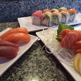 39 Degrees - Tuna and salmon sushi, rainbow roll, and salmon sashimi. #delish - Japanese Near Me - Long Beach, California 39 Degrees - Tuna and salmon sushi, rainbow roll, and salmon sashimi. #delish - Japanese Near Me - Long Beach, California