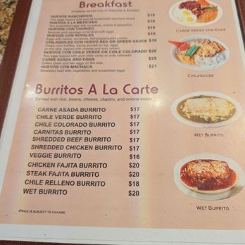 La Kebrada - Menu 05/04/2025 - Mexican Near Me - Clovis, California