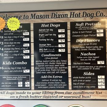 Mason-Dixon - Menu - Hot Dogs Near Me - Sneads Ferry, North Carolina
