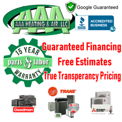 AAA Heating & Air - 15 year parts and labor warranty