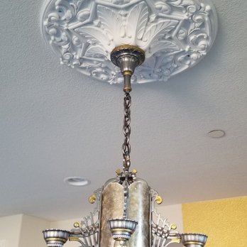 Dr Wattz Electric - Recently had Dr. Wattz come by to install this antique Art Deco chandelier with a plaster medallion. - Electricians Near Me
