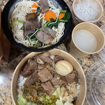 Luyixian - House special beef noodle + pork ribs over rice (gave us the wrong pork! Super sad.) - Shanghainese Near Me - Alhambra, California