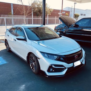 DMS Collision Center - Civic Hatchback with newly-installed glossy black front lip - Body Shops Near Me - Glendale, California