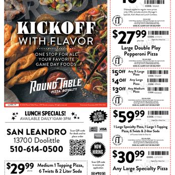 Round Table Pizza - Kickoff the 2024 NFL Season with flavor! - Pizza Near Me - San Leandro, California Round Table Pizza - Kickoff the 2024 NFL Season with flavor! - Pizza Near Me - San Leandro, California