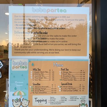 Boba ParTea - Menu! 5/6/2020 - Bakeries Near Me - Baton Rouge, Louisiana