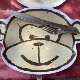 a plate with a monkey face on it